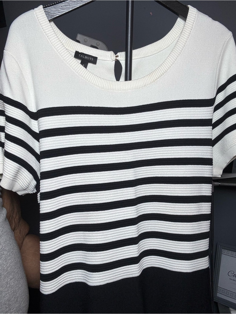 Talbots Black and White Striped Fit-and-Flare Dress - Picture 4 of 6